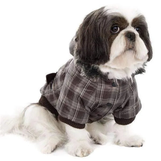 Urban Pup Brown Checked Quilted Dog Coat - Small - Sale - 1