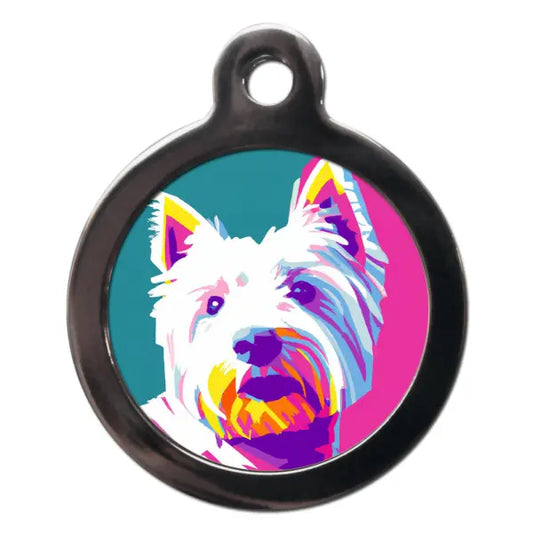 Westie Pop Art Dog ID Tag - PS Pet Tags - 1